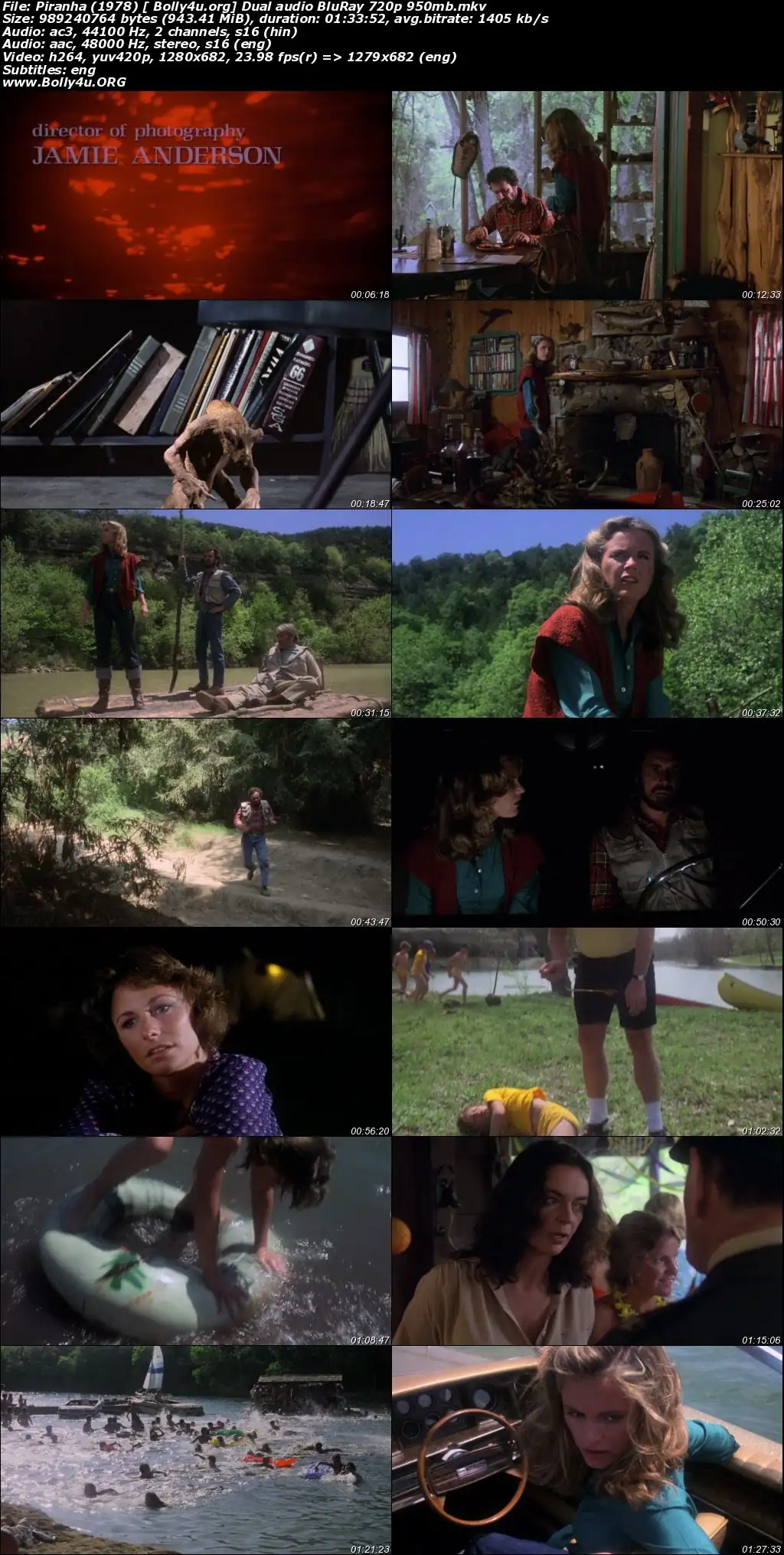 Piranha 1978 BluRay 300Mb Hindi Dual Audio 480p Download