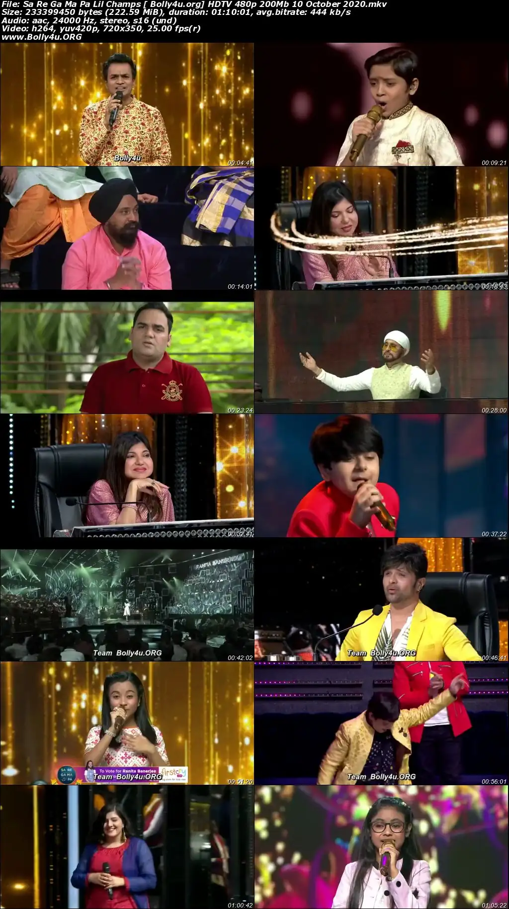 Sa Re Ga Ma Pa Lil Champs HDTV 480p 200Mb 10 October 2020 Download