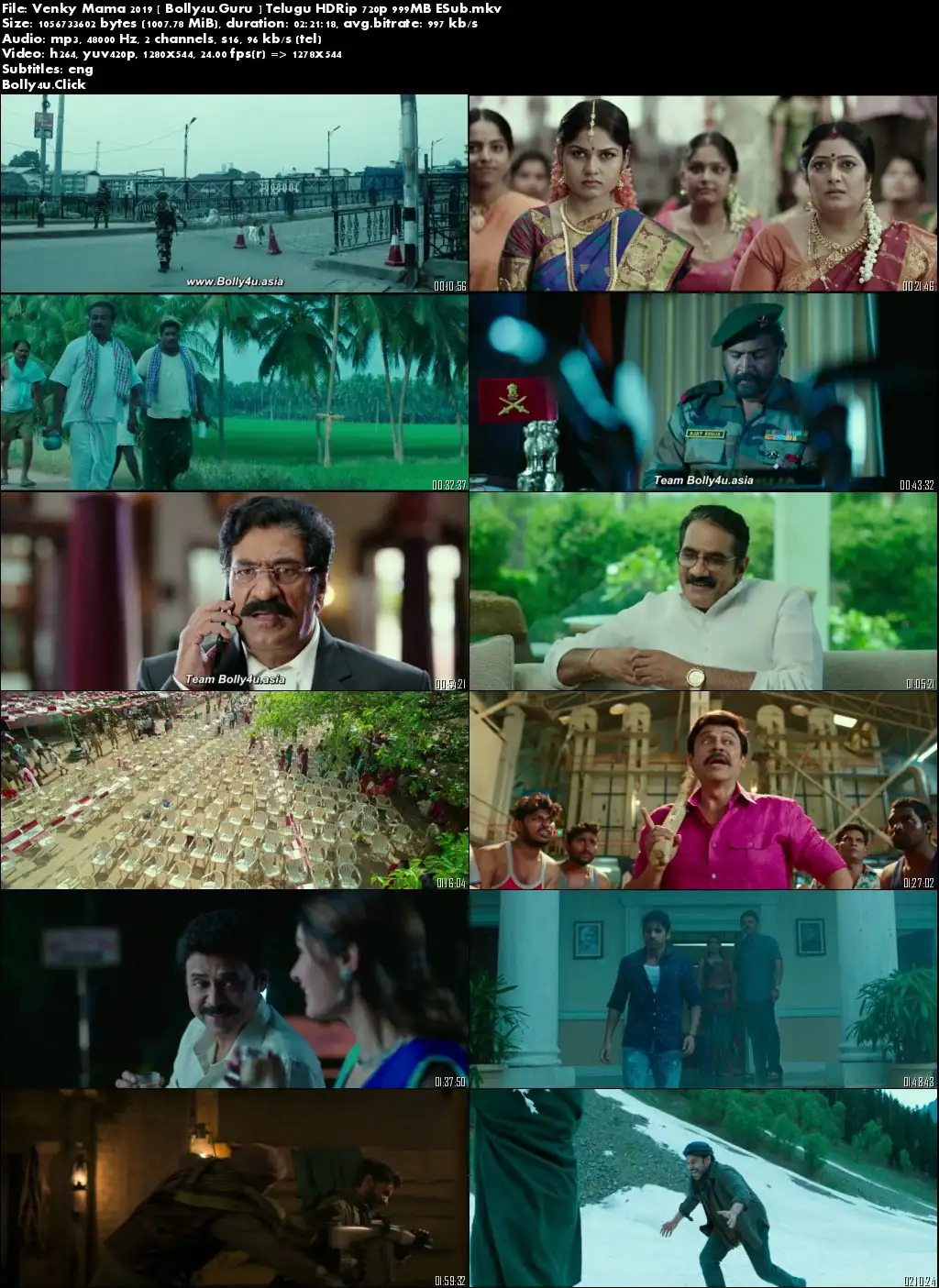 Venky Mama 2019 HDRip 400Mb Telugu 480p ESub download