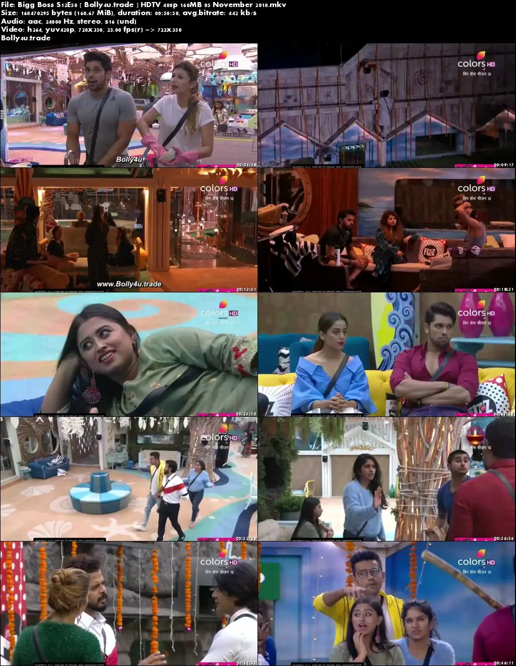 Bigg Boss S12E50 HDTV 480p 160MB 05 November 2018 Download