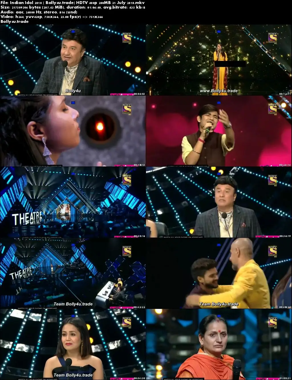 Indian Idol 2018 HDTV 480p 200MB 21 July 2018 Download