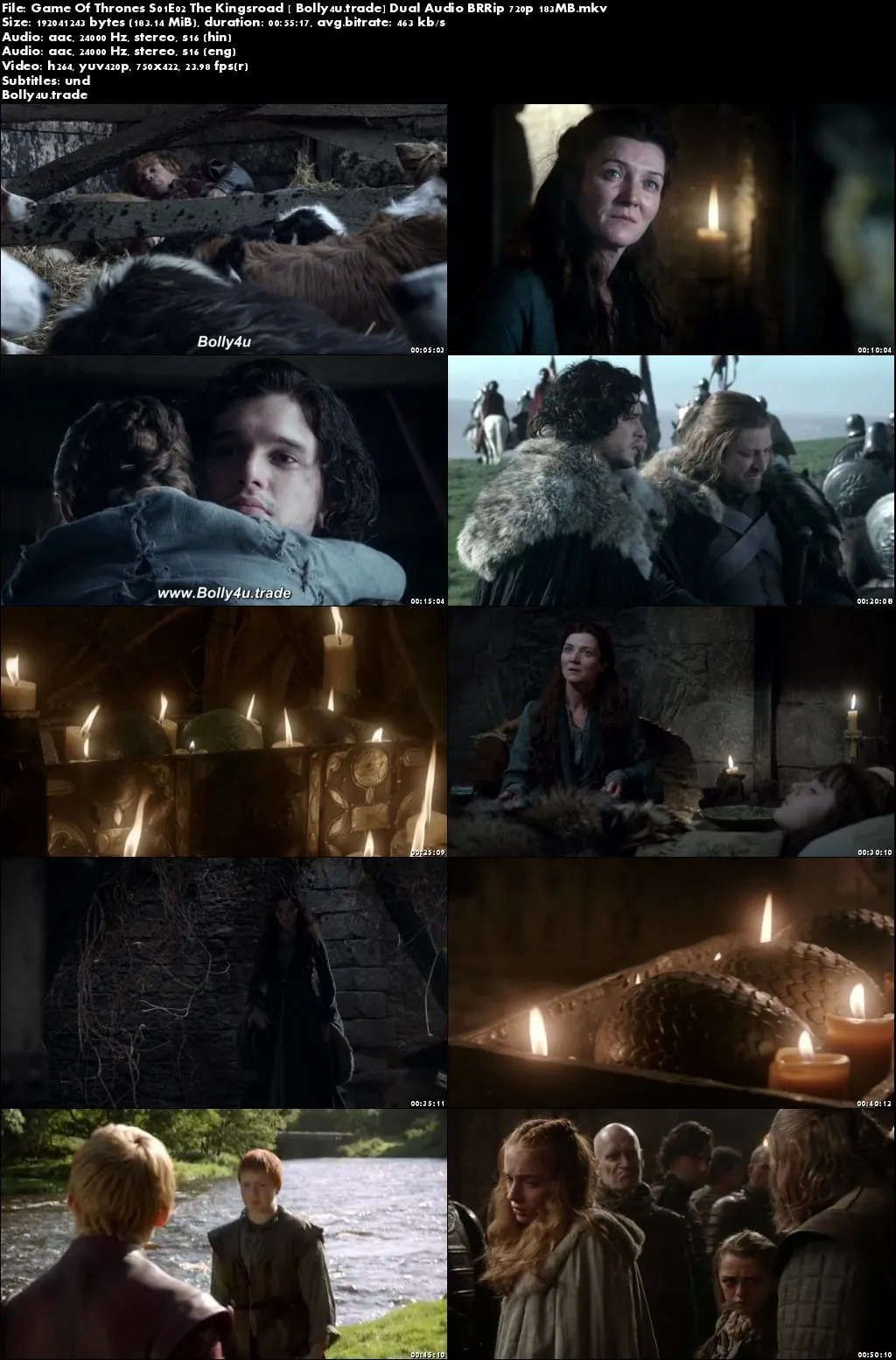 Game Of Thrones S01E02 The Kingsroad BRRip 180Mb Hindi Dual Audio 480p Download