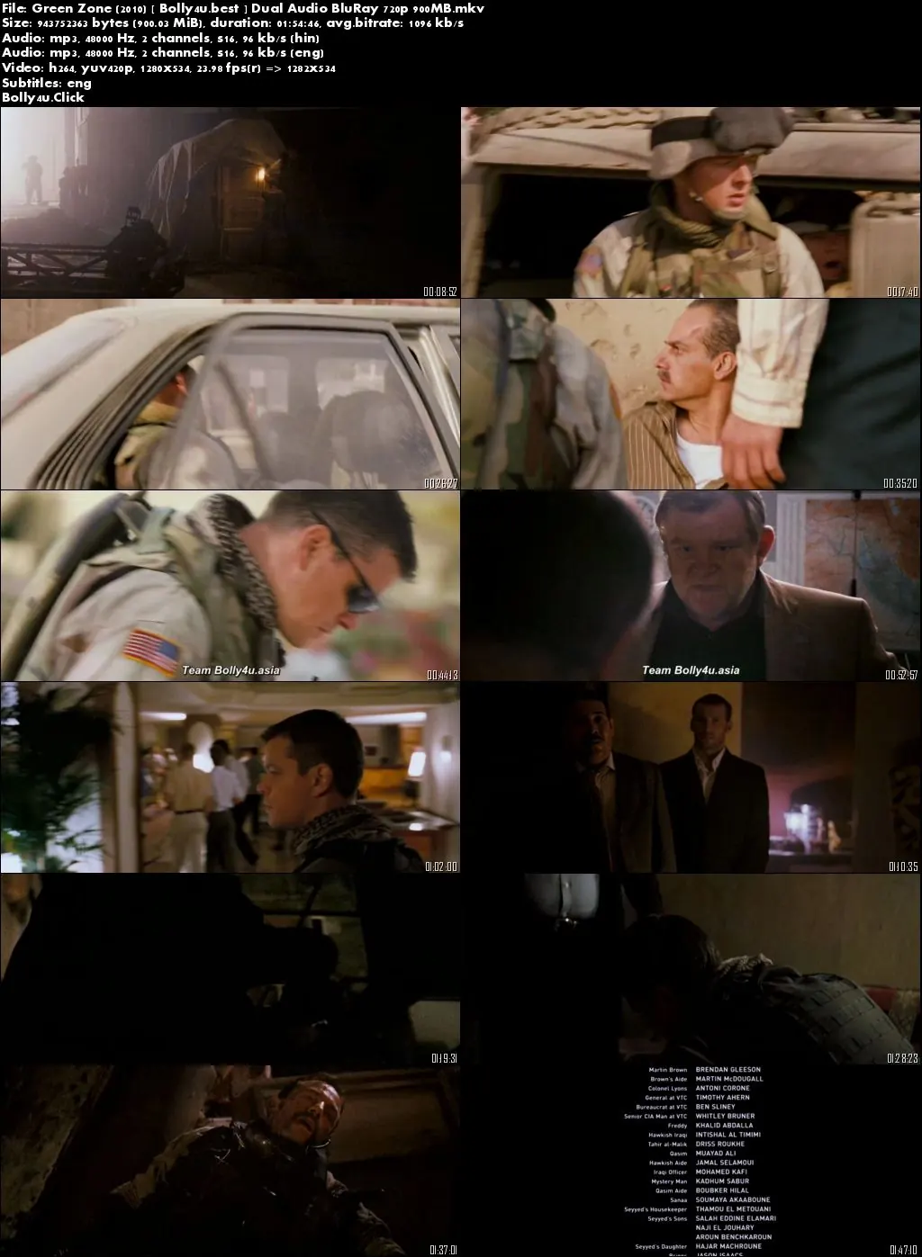 Green Zone 2010 BluRay 900Mb Hindi Dual Audio ORG 720p Download