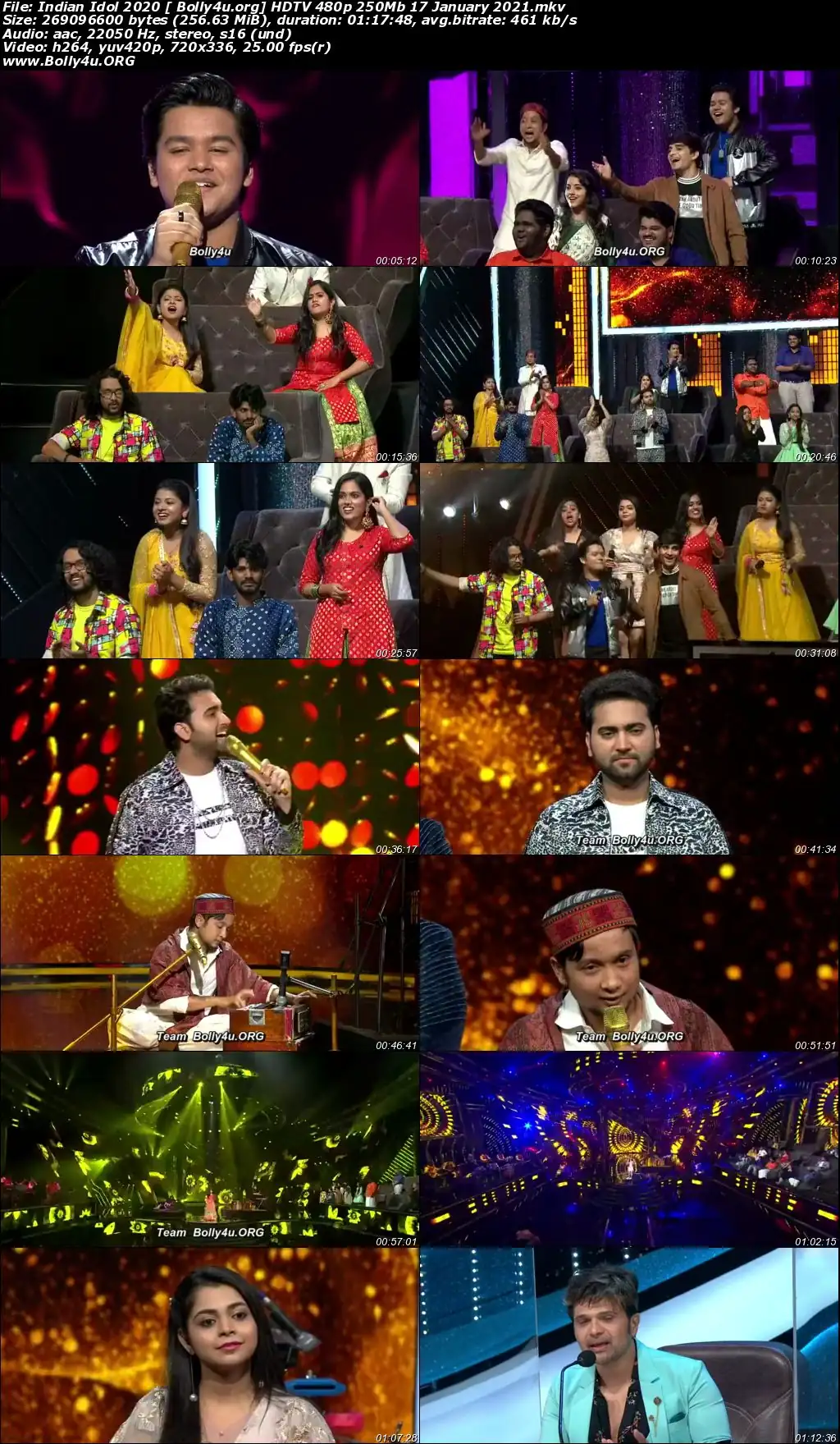 Indian Idol 2020 HDTV 480p 250Mb 17 January 2021