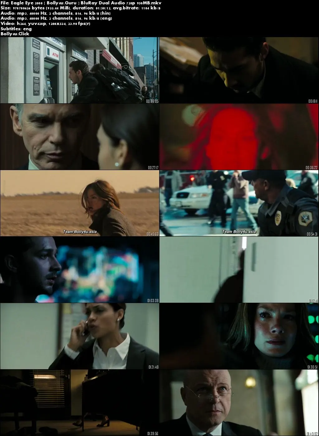 Eagle Eye 2008 BluRay 450Mb Hindi Dual Audio 480p ESub Download
