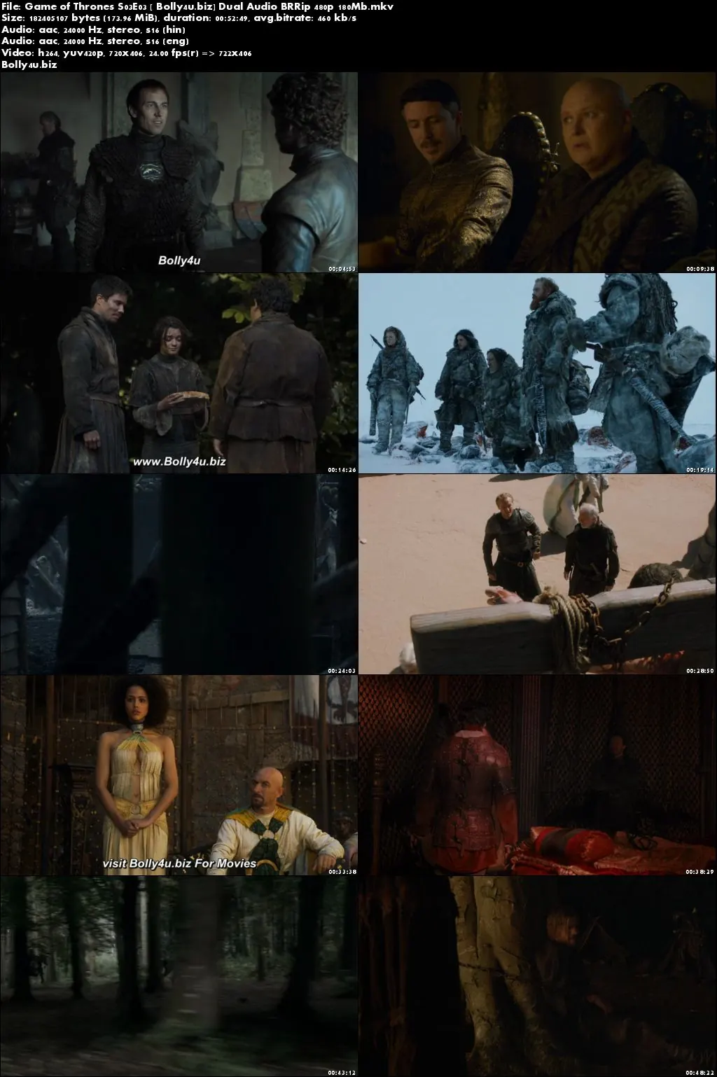Game of Thrones S03E03 BRRip 180MB Hindi Dual Audio 480p Download