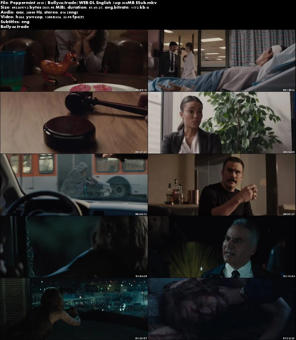 Peppermint 2018 WEB-DL 300Mb Full English Movie Download 480p ESub