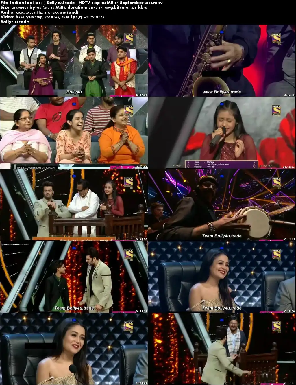 Indian Idol 2018 HDTV 480p 250MB 01 September 2018 Download Indian Idol 2018 HDTV 480p 250MB 01 September 2018 Download