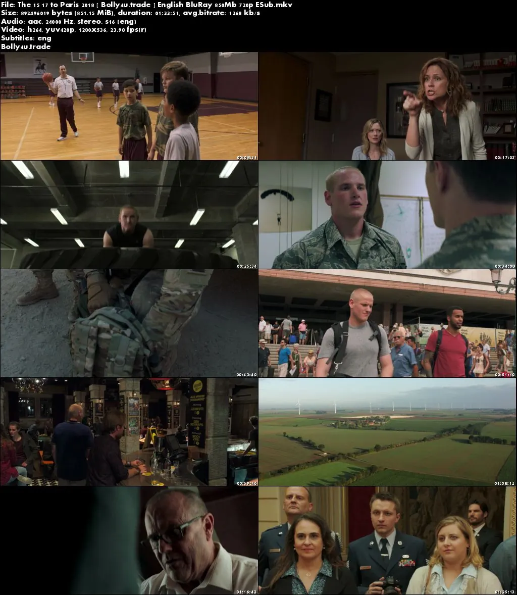 The 15 17 to Paris 2018 BluRay 280Mb English 480p ESub Download
