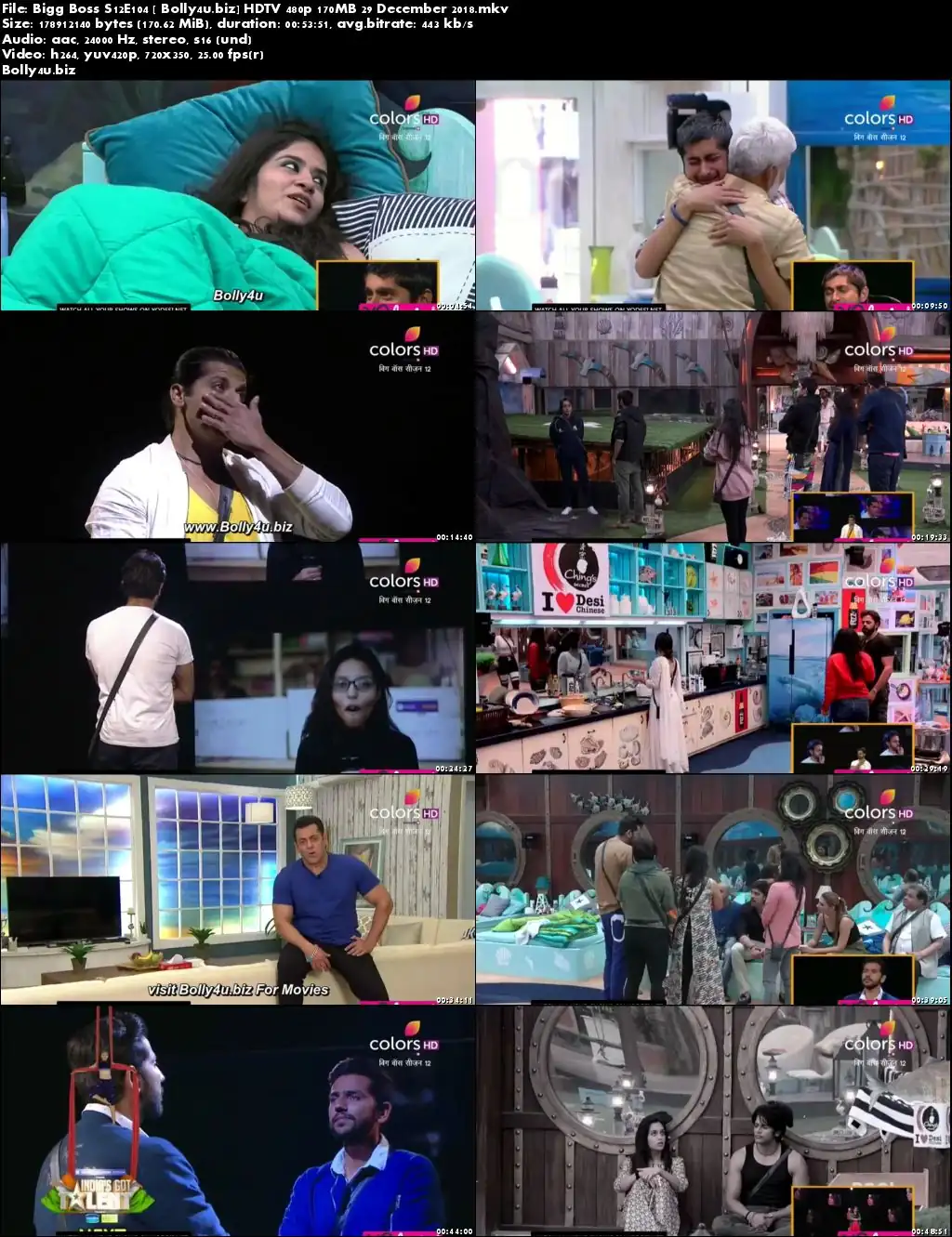 Bigg Boss S12E104 HDTV 480p 170MB 29 December 2018 Download