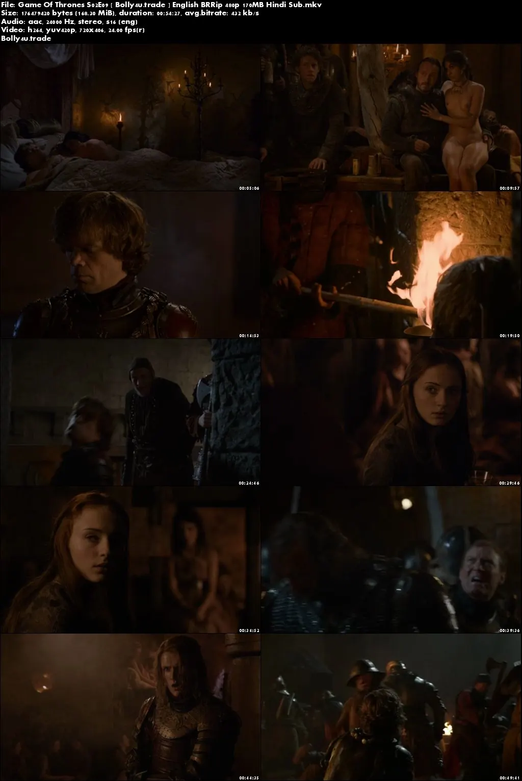 Game Of Thrones S02E09 BRRip 170Mb English 480p Hindi Sub Download