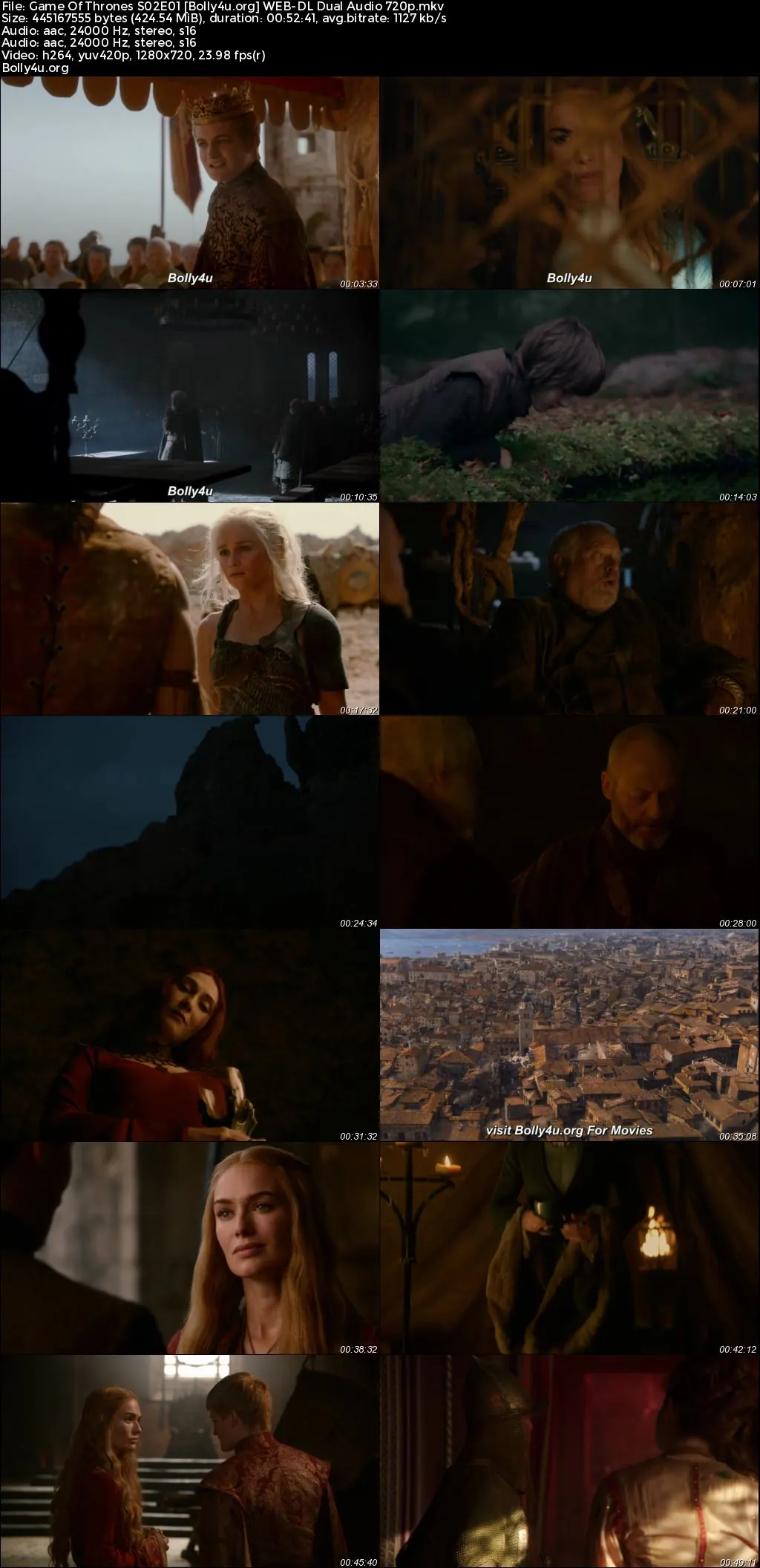 Game Of Thrones 2012 WEB-DL Hindi Dual Audio ORG S02 Complete Download 720p  480p