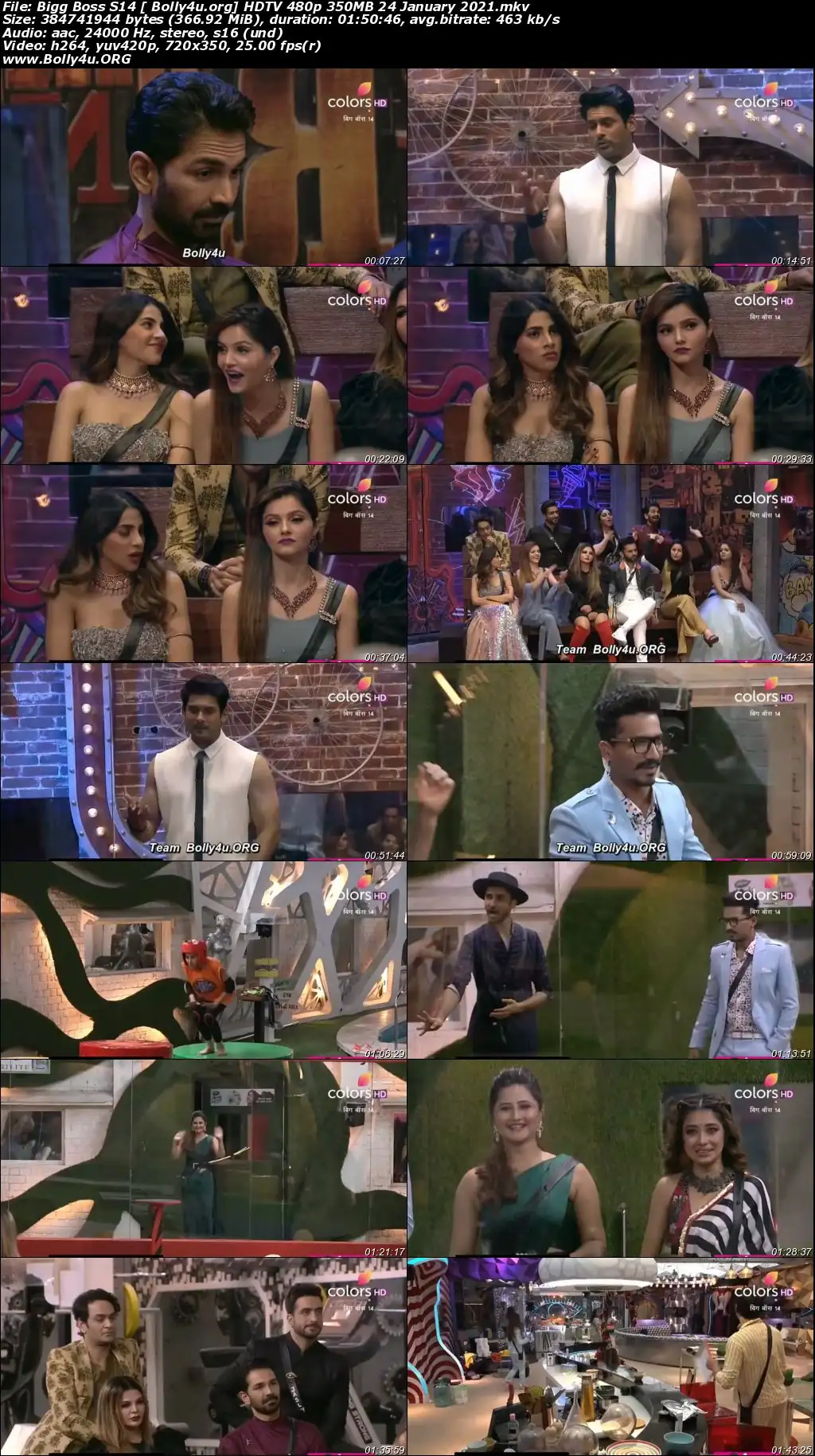 Bigg Boss S14 HDTV 480p 350MB 24 January 2021 Download