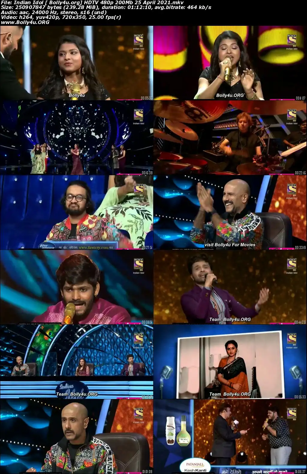 Indian Idol HDTV 480p 200Mb 25 April 2021 Download