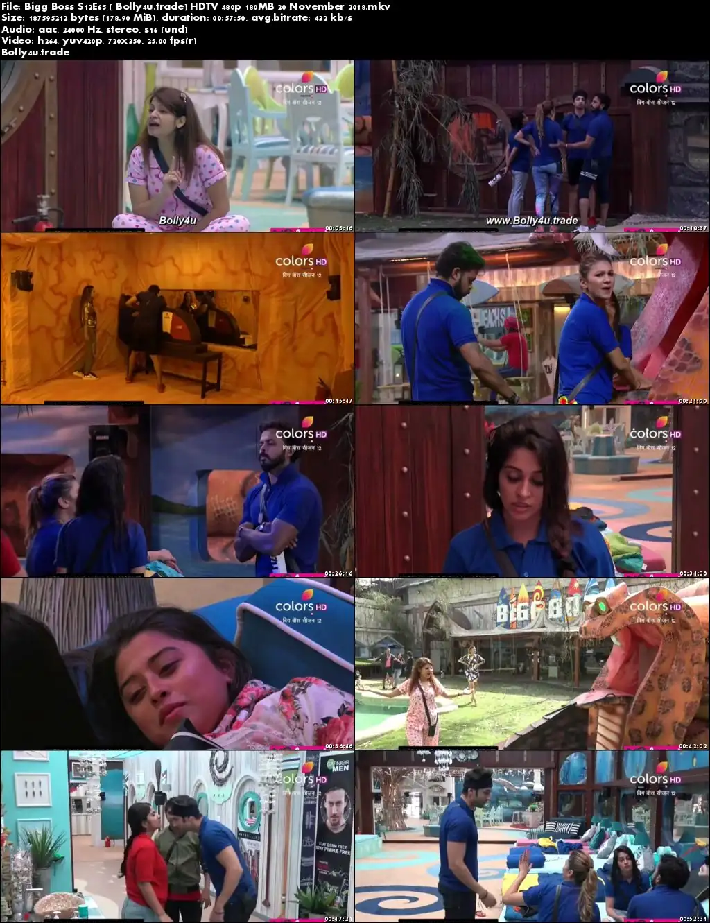 Bigg Boss S12E65 HDTV 480p 180MB 20 November 2018 Download
