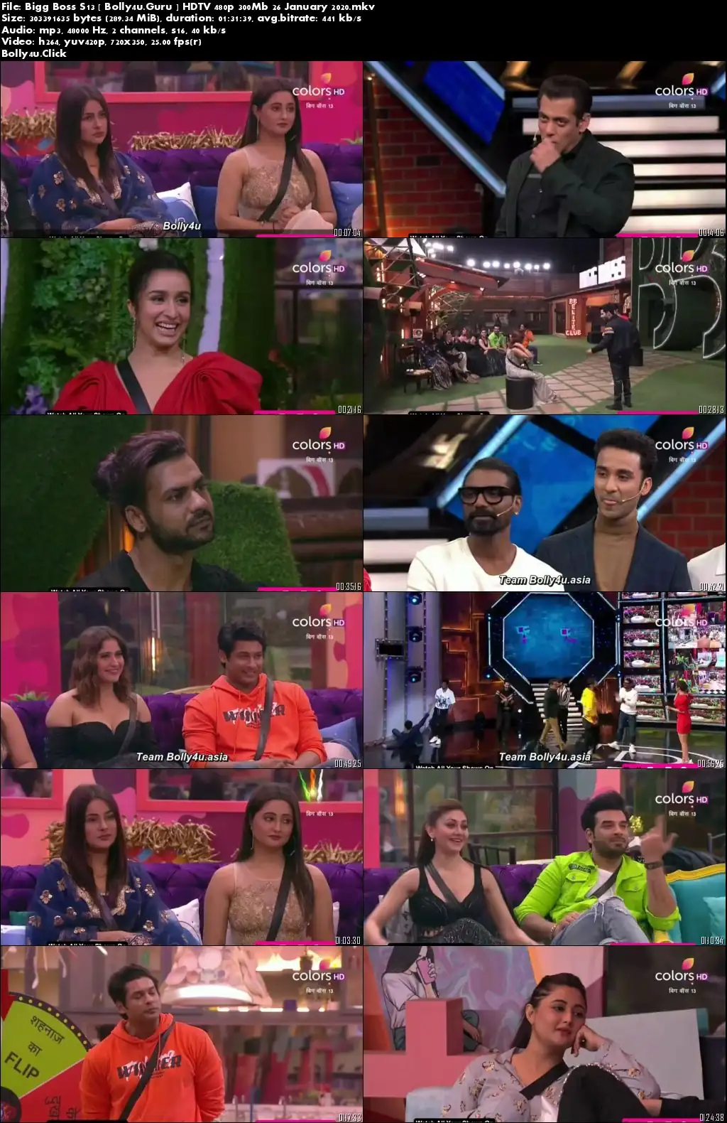 Bigg Boss S13 HDTV 480p 300Mb 26 January 2020 Download