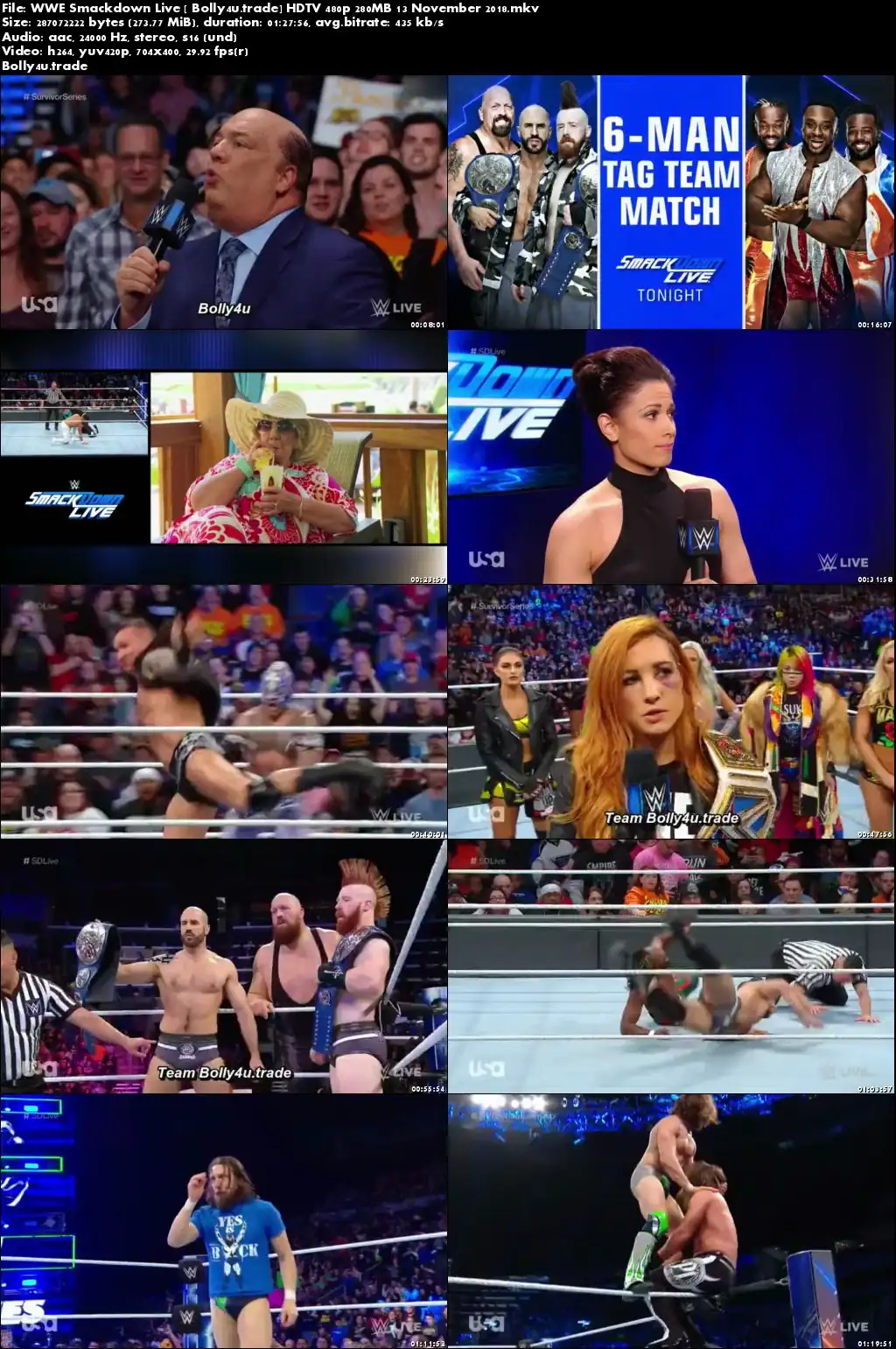 WWE Smackdown Live HDTV 480p 280MB 13 November 2018 Download