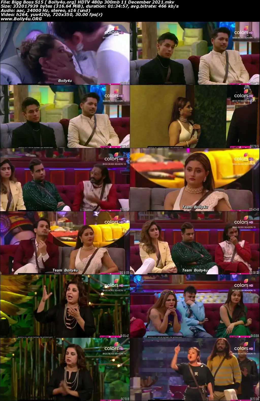 Bigg Boss S15 HDTV 480p 300mb 11 December 2021 Download