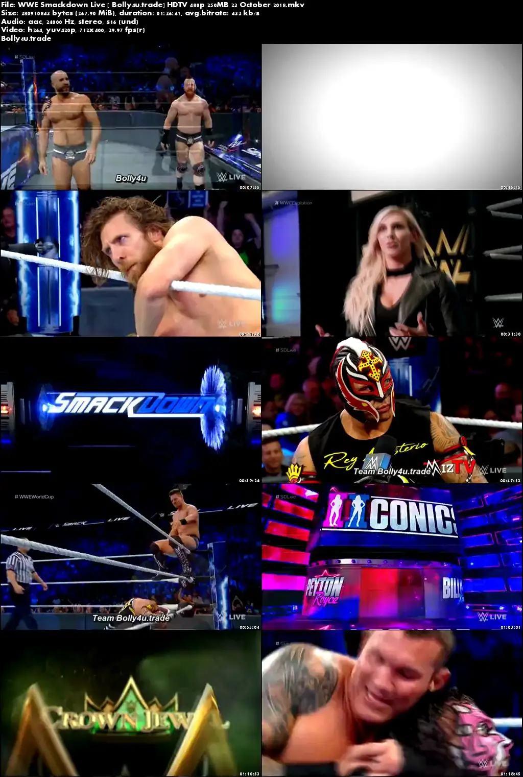 WWE Smackdown Live HDTV 480p 250MB 23 October 2018 Download