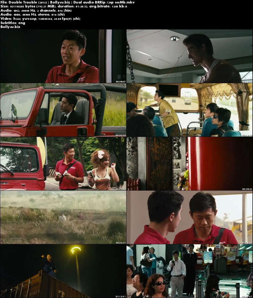 Double Trouble 2012 BRRip 350Mb Hindi Dual Audio 480p Download
