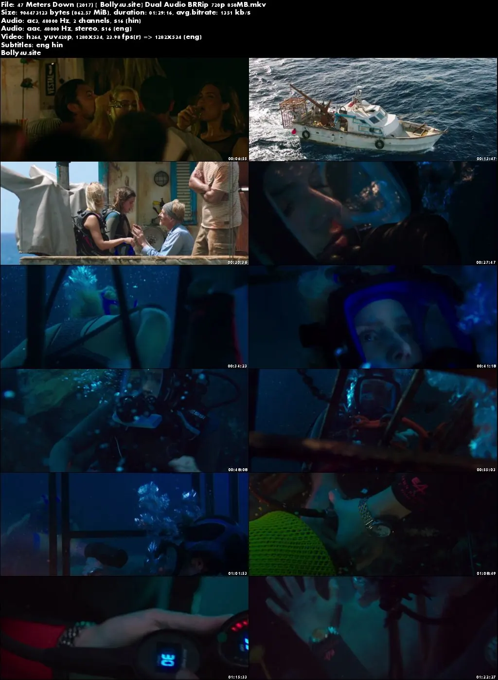 47 Meters Down 2017 BRRip 300Mb Hindi Dual Audio 480p Download