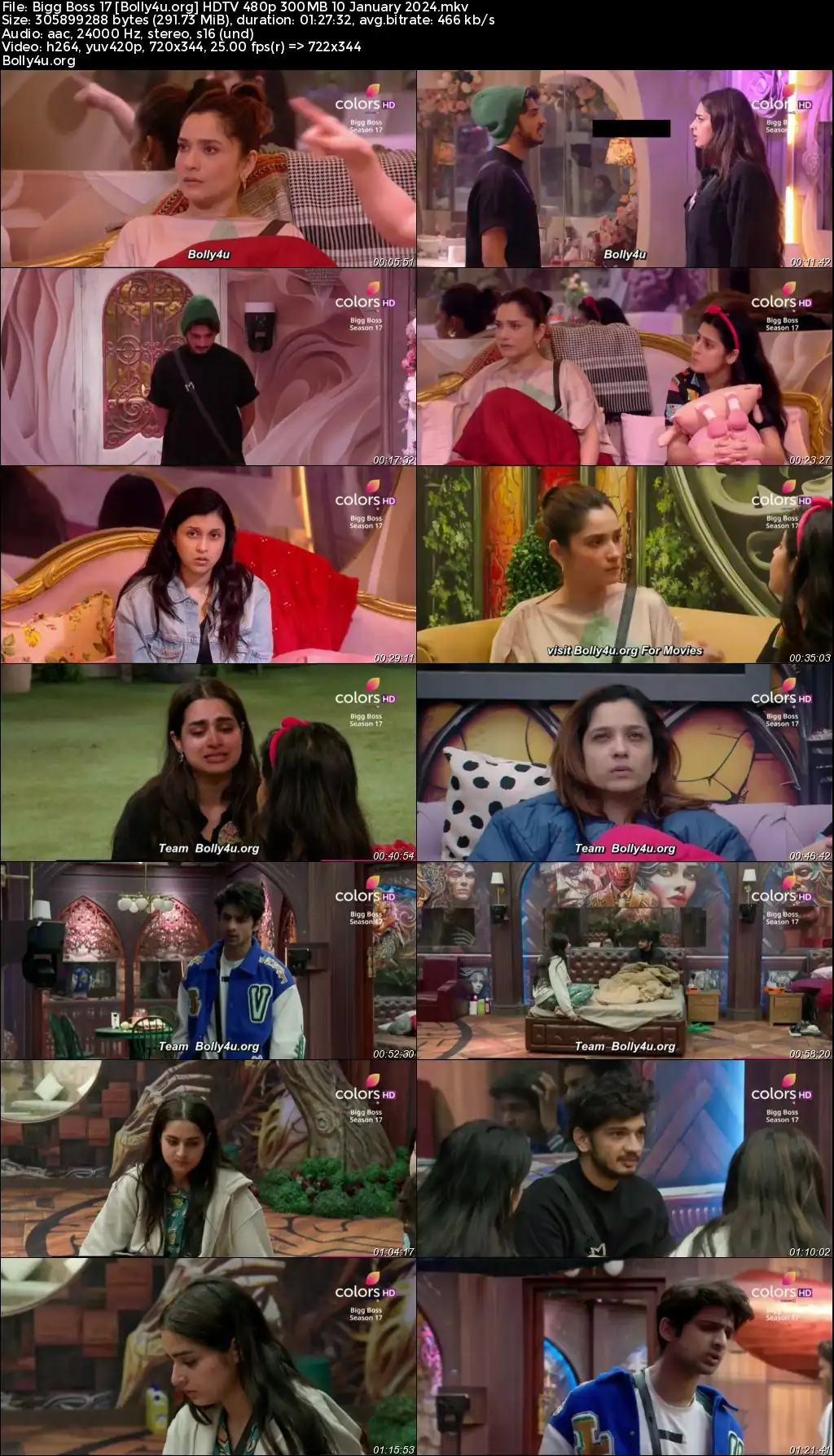 Bigg Boss 17 HDTV 480p 300MB 10 January 2024 Download