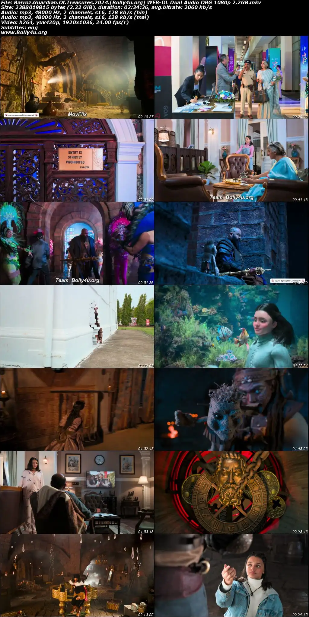 Barroz Guardian Of Treasures 2024 WEB-DL UNCUT Hindi Dual Audio ORG Full Movie Download 1080p  720p  480p