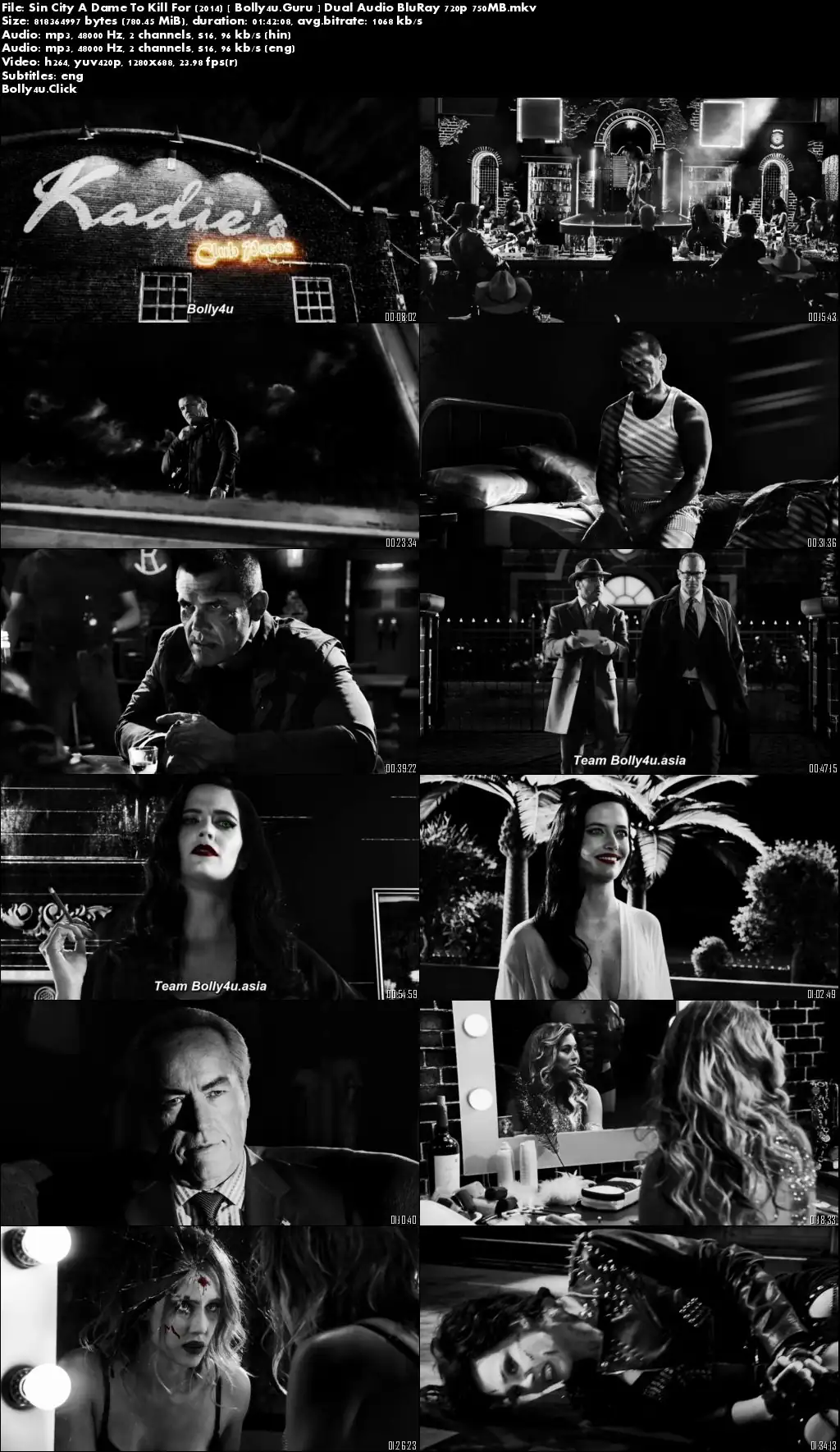 Sin City A Dame To Kill For 2014 BluRay 750MB Hindi Dual Audio 720p Download