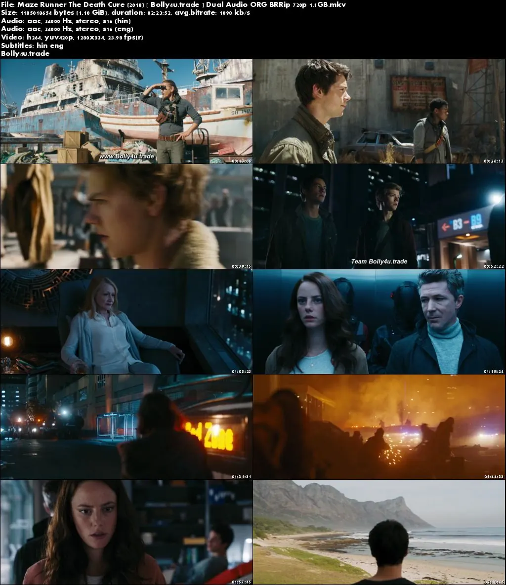 Maze Runner The Death Cure 2018 BRRip 450Mb Hindi Dual Audio ORG 480p ESub Download