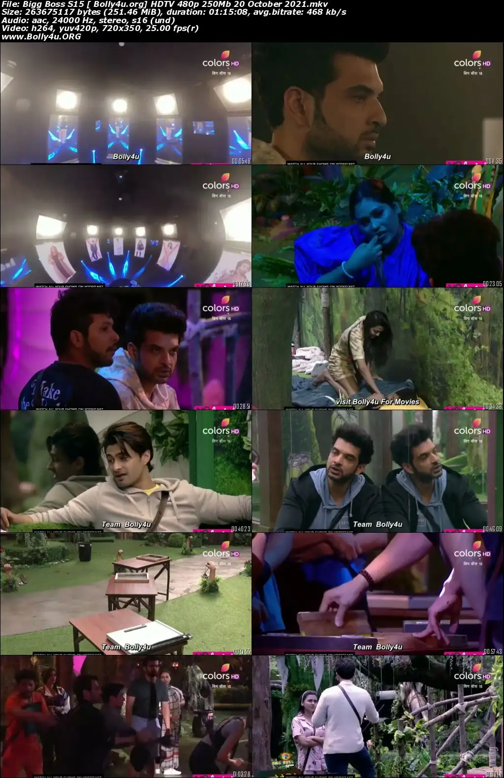 Bigg Boss S15 HDTV 480p 250Mb 20 October 2021 Download