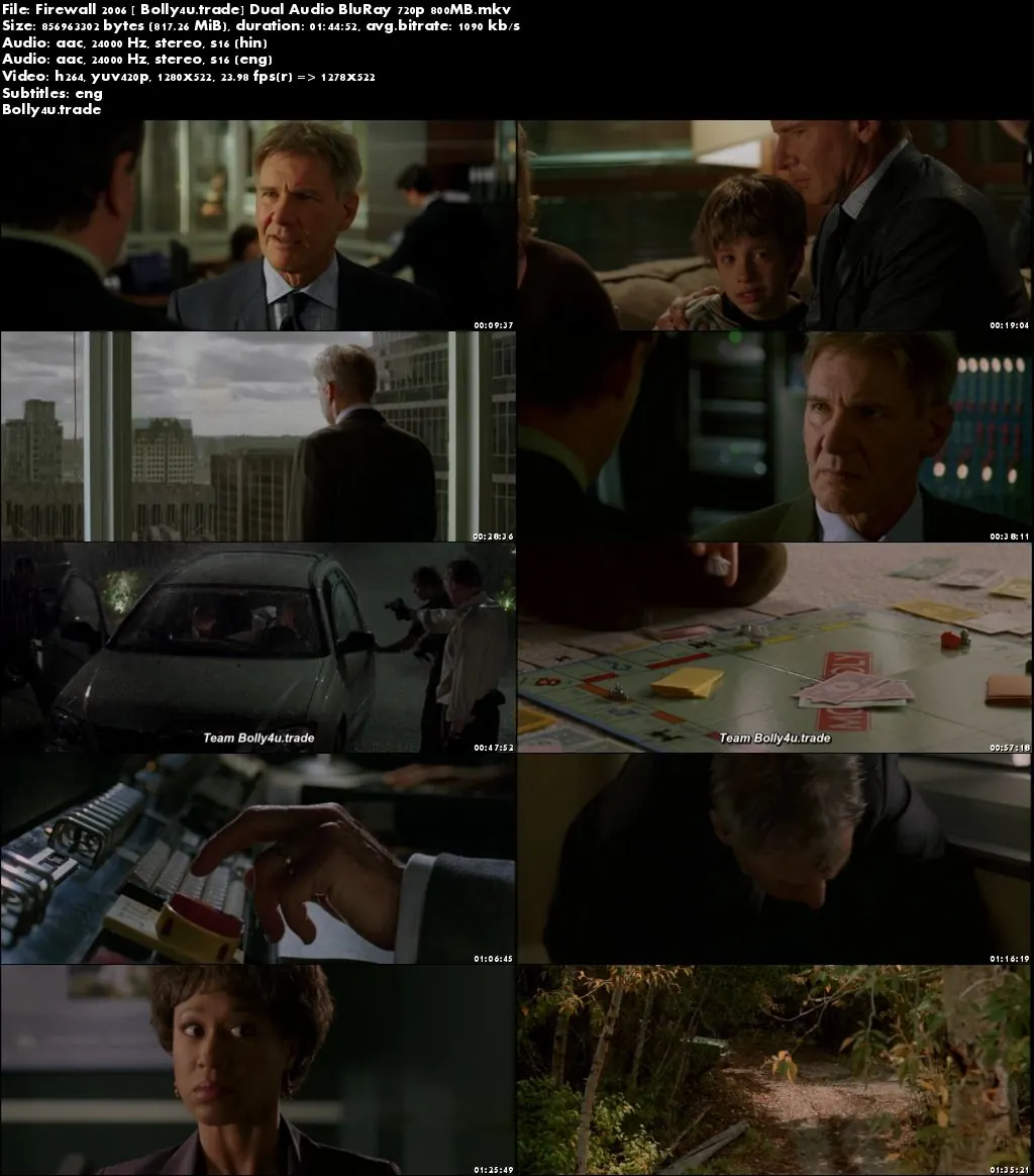 Firewall 2006 BluRay 800Mb Hindi Dual Audio 720p ESub Download
