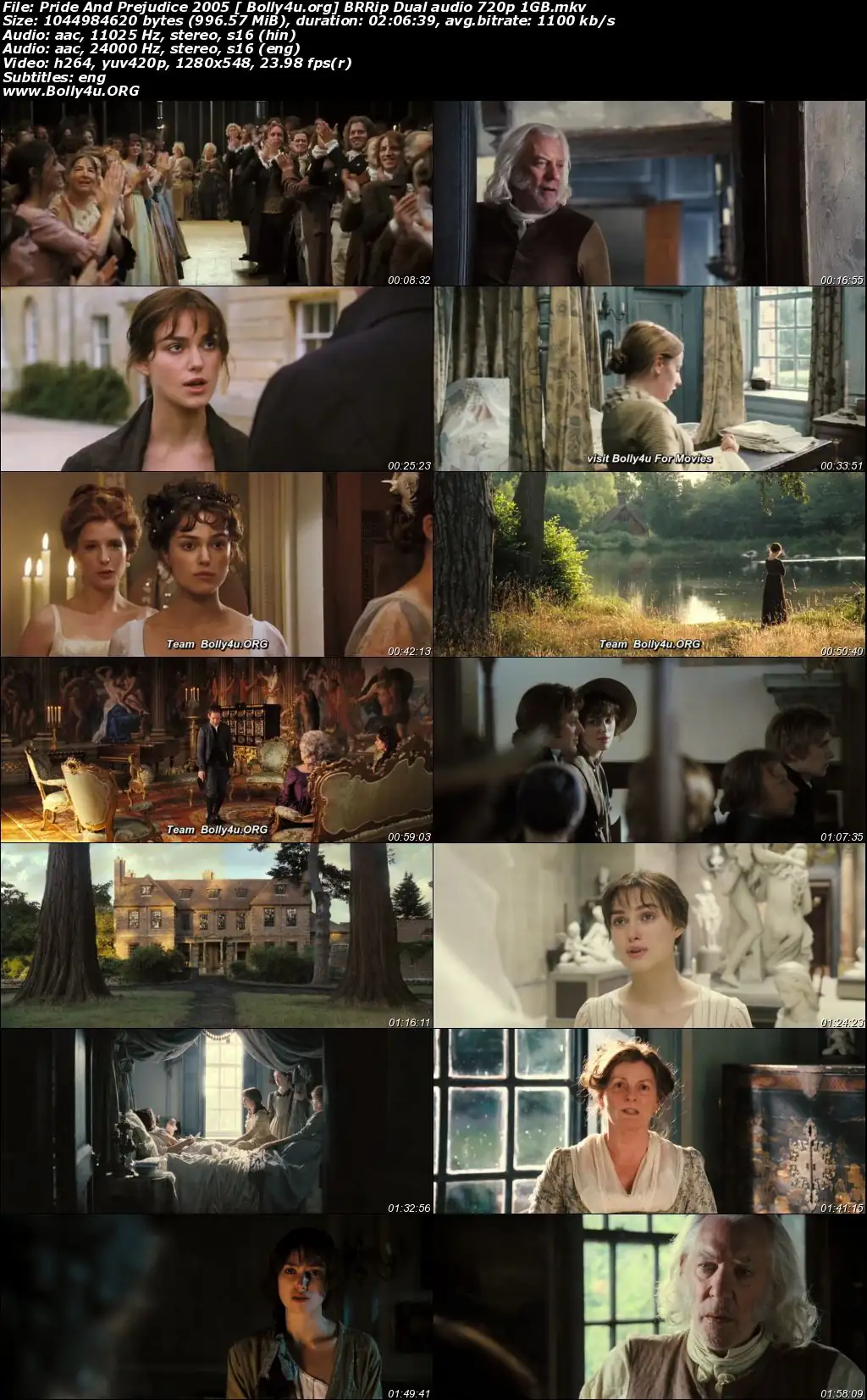 Pride And Prejudice 2005 BRRip 1GB Hindi Dual Audio 720p Download