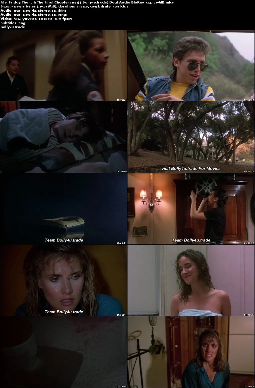 Friday The 13th The Final Chapter 1984 BRRip 300Mb Hindi Dual Audio 480p Download