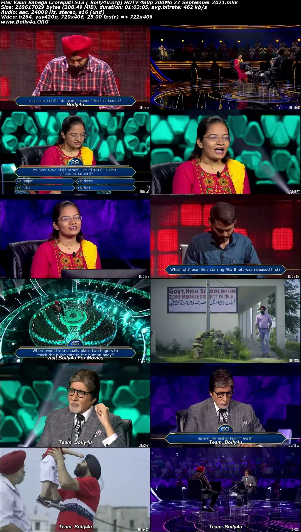 Kaun Banega Crorepati S13 HDTV 480p 200Mb 27 September 2021 Download
