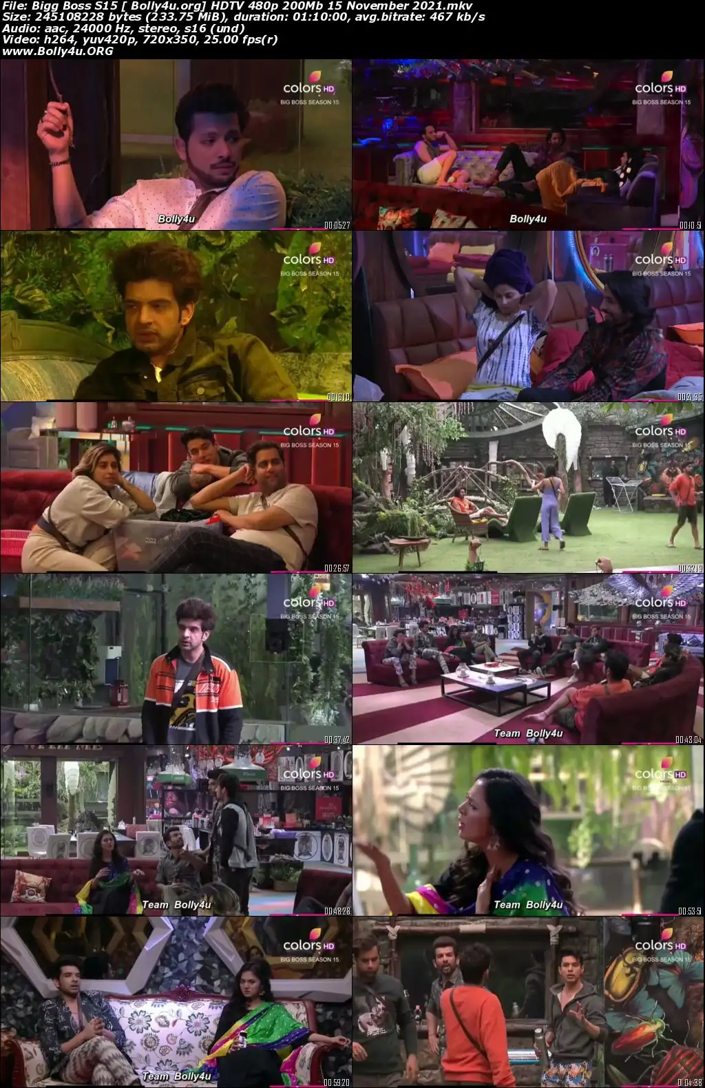 Bigg Boss S15 HDTV 480p 200Mb 15 November 2021 Download