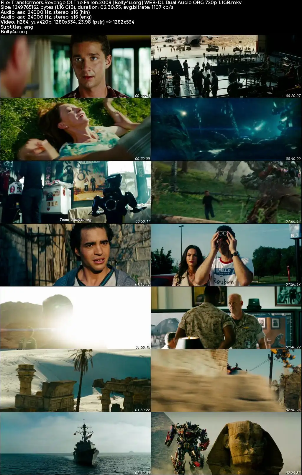Transformers Revenge of the Fallen 2009 WEB-DL Hindi Dual Audio ORG Full Movie Download 1080p  720p  480p