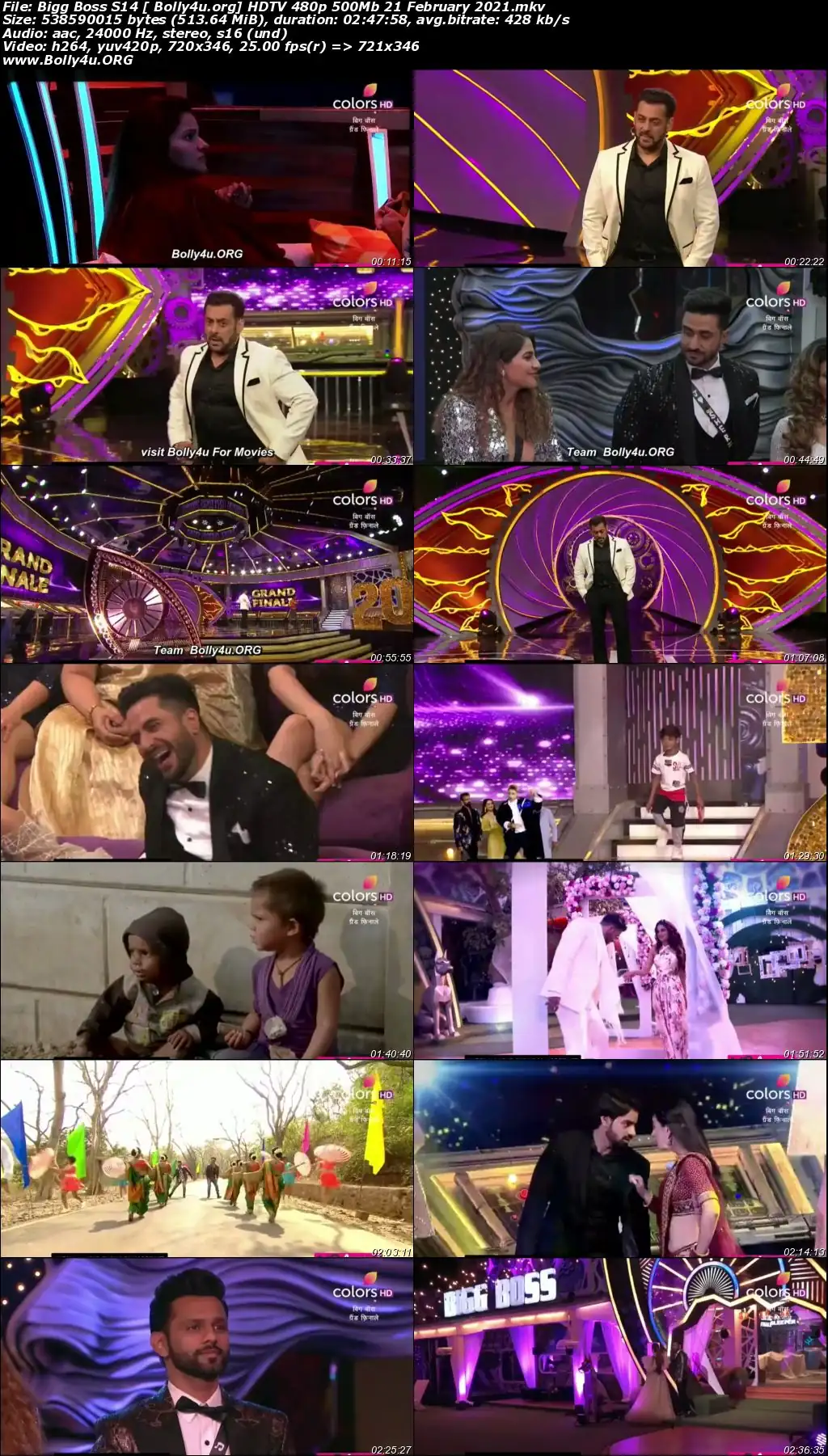 Bigg Boss S14 HDTV 480p 500Mb 21 February 2021 Download