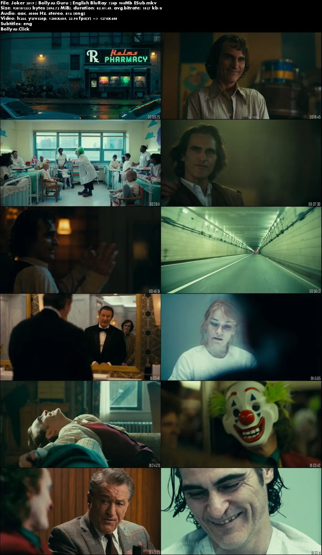 Joker 2019 BRRip 300MB English 480p ESub Download