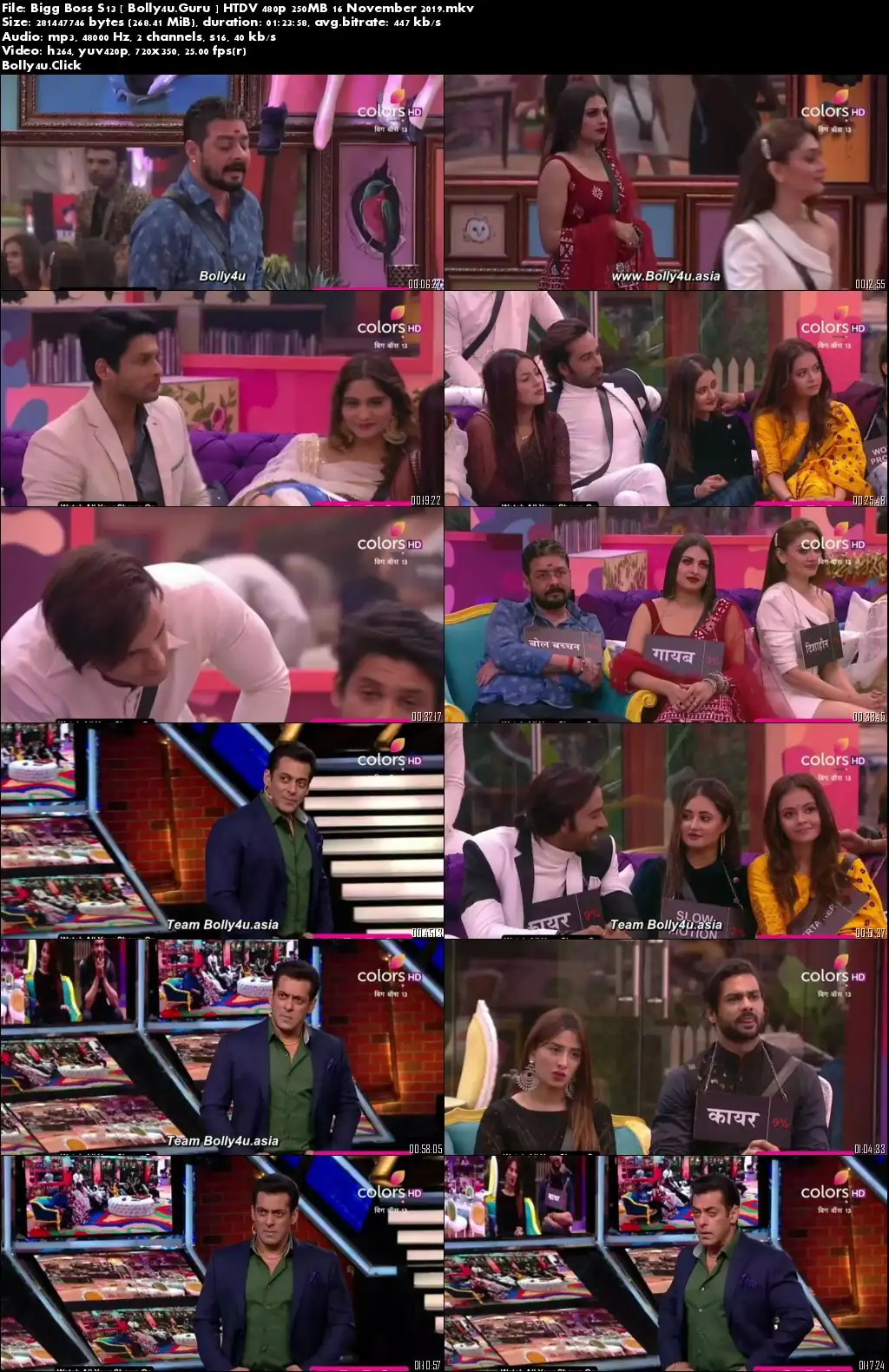 Bigg Boss S13 HTDV 480p 250MB 16 November 2019 Download Bigg Boss S13 HTDV 480p 250MB 16 November 2019 Download