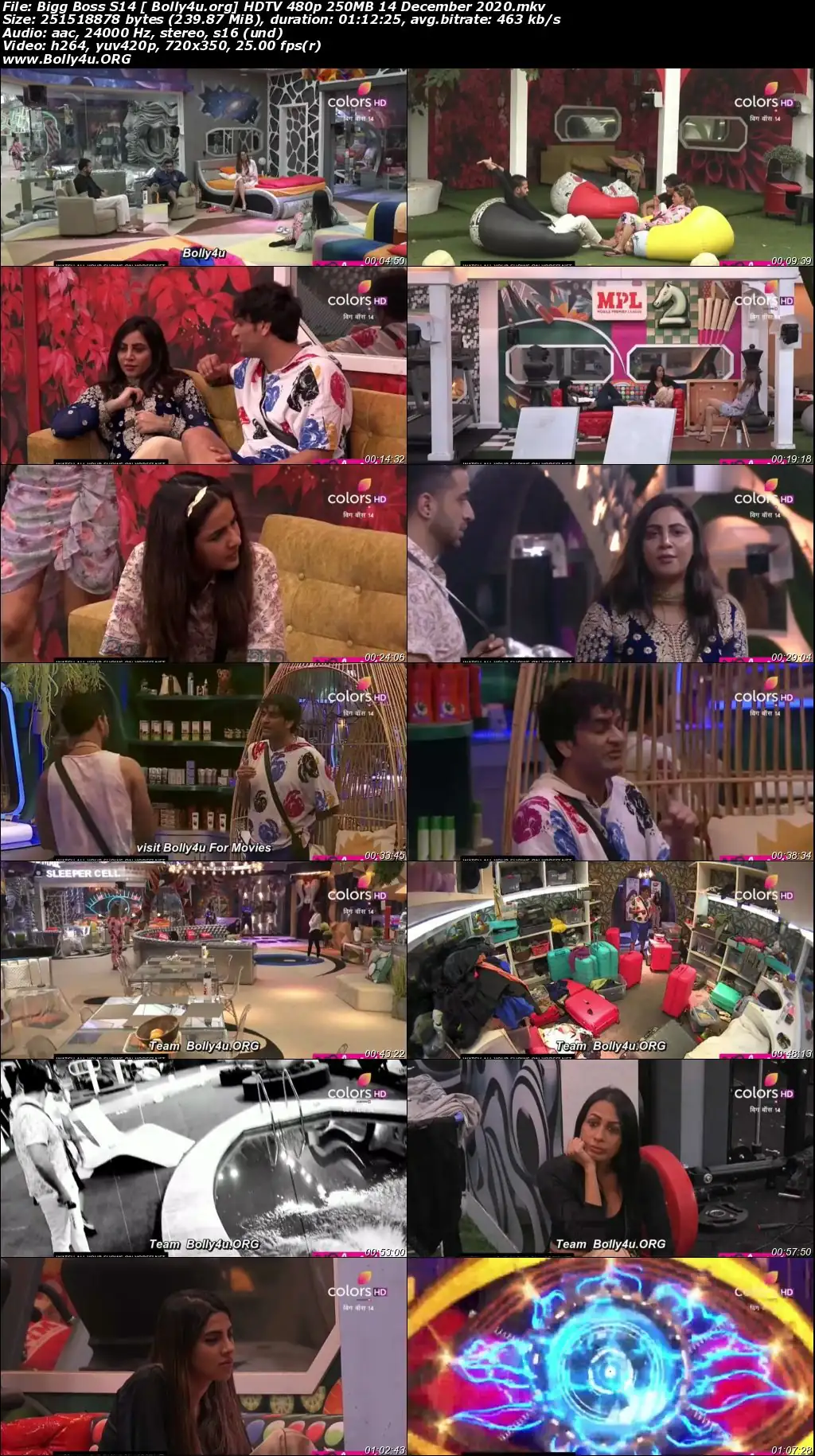 Bigg Boss S14 HDTV 480p 250MB 14 December 2020 Download