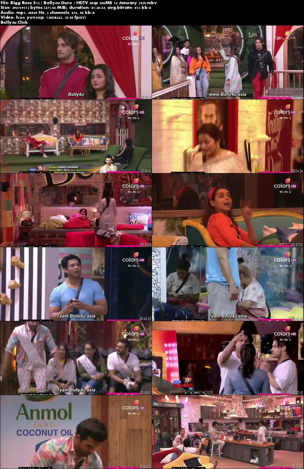 Bigg Boss S13 HDTV 450MB 14 January 2020 480p 720p Download