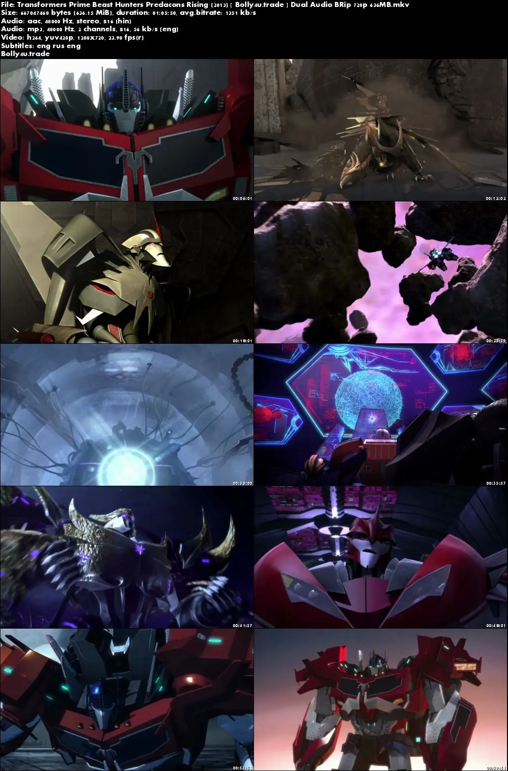  Transformers Prime Beast Hunters Predacons Rising 2013 BRRip 200MB Hindi Dual Audio 480p Download