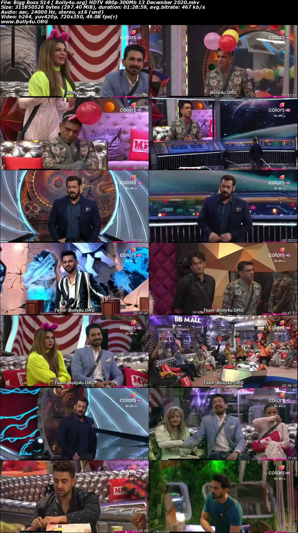 Bigg Boss S14 HDTV 480p 300Mb 13 December 2020 Download