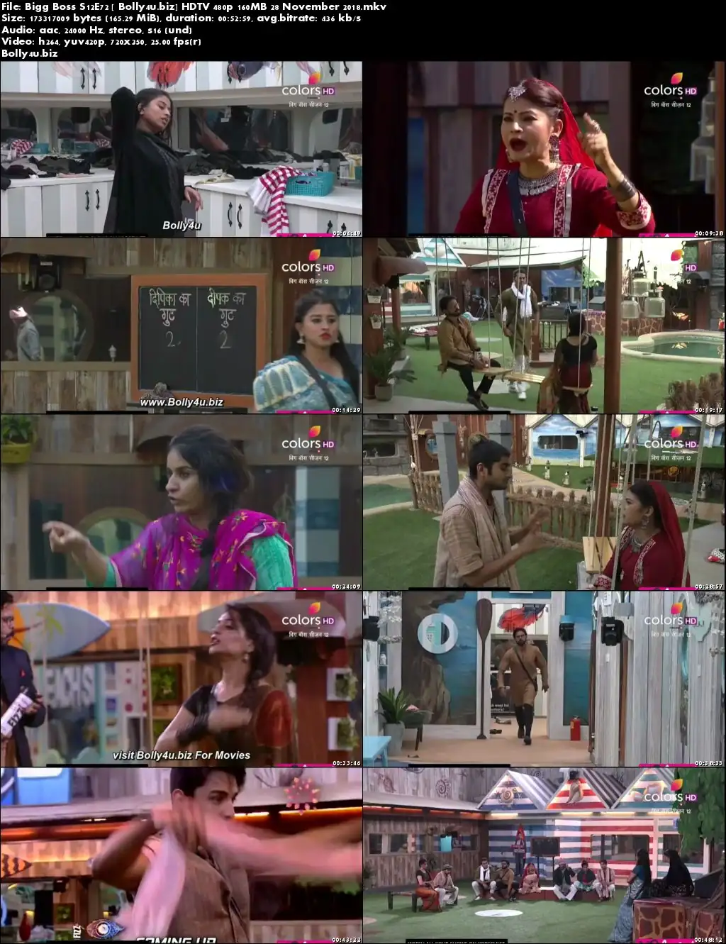 Bigg Boss S12E73 HDTV 480p 160MB 28 November 2018 Download