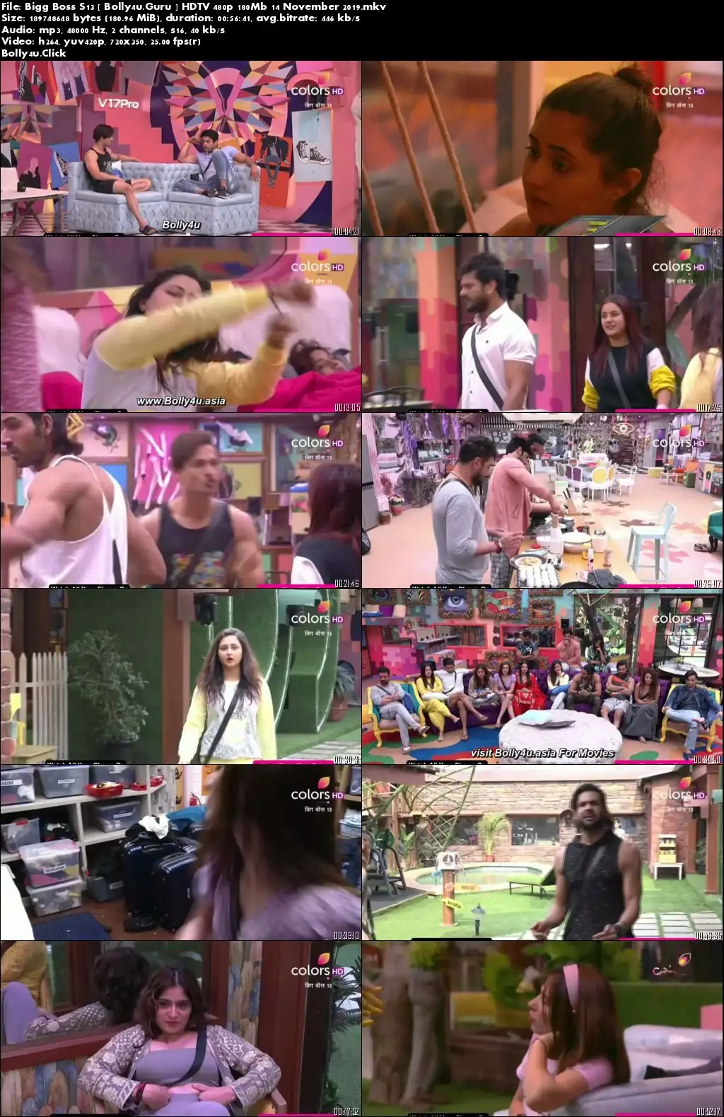Bigg Boss S13 HDTV 480p 180Mb 14 November 2019 Download