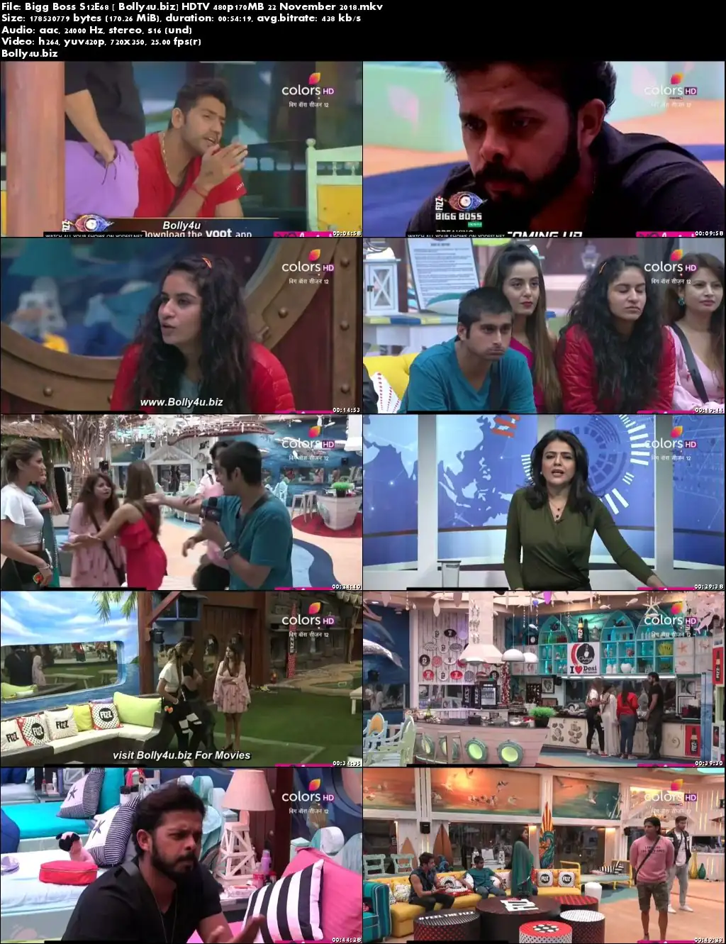 Bigg Boss S12E68 HDTV 480p 170MB 22 November 2018 Download