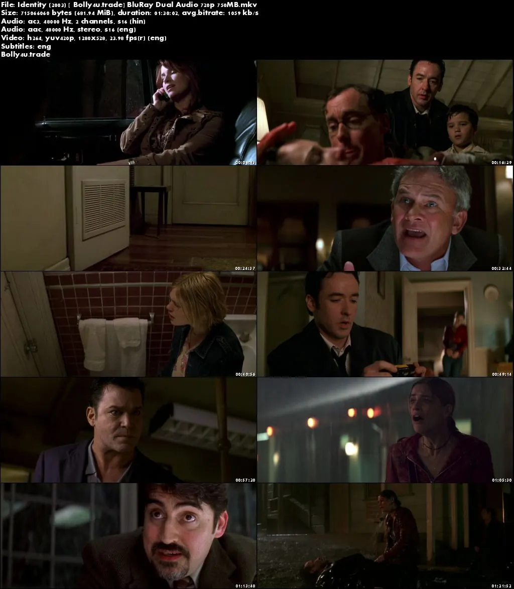 Identity 2003 BluRay 300Mb Hindi Dual Audio 480p Download