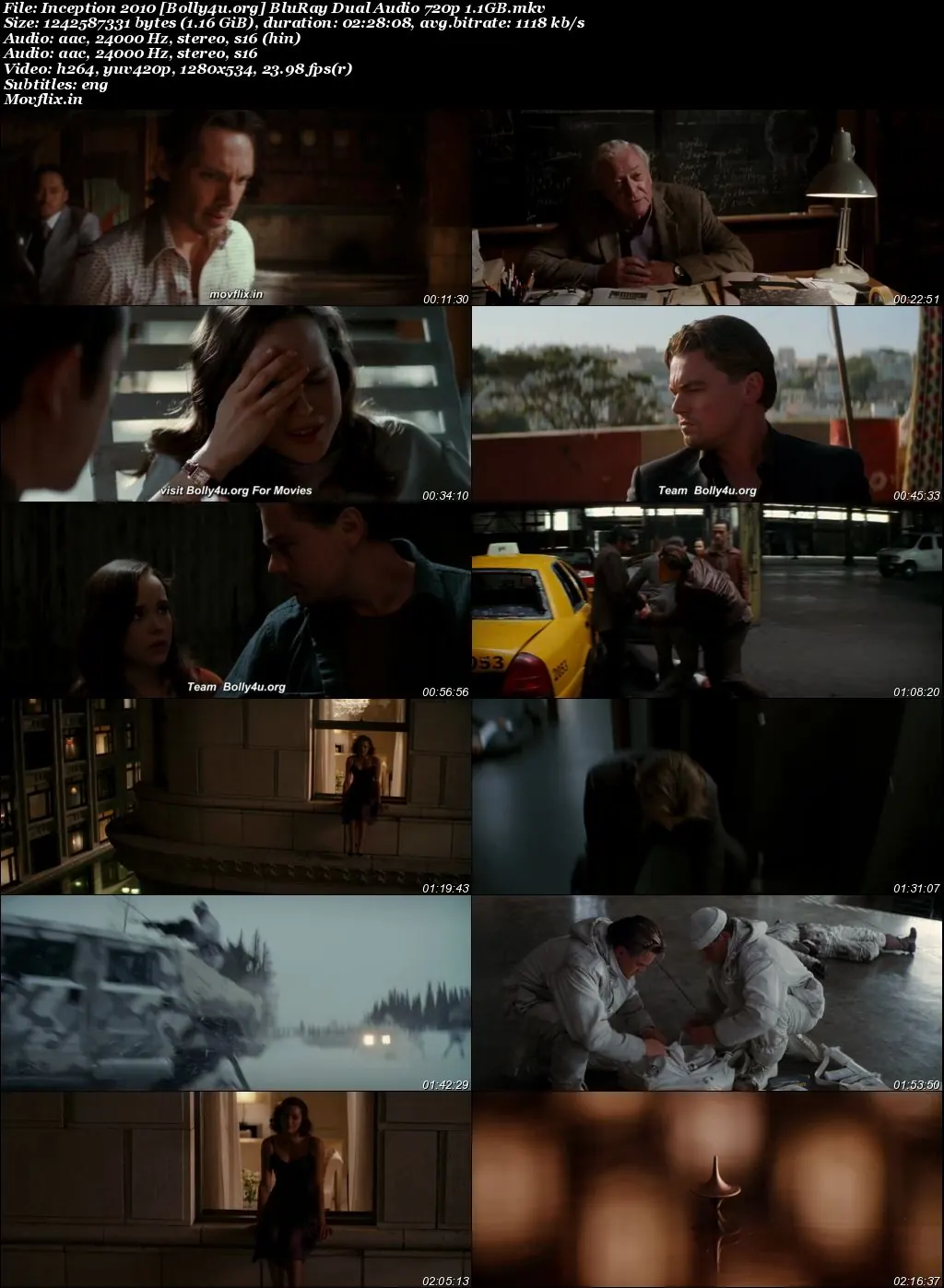 Inception 2010 BluRay Hindi Dual Audio ORG Full Movie Download 1080p  720p  480p