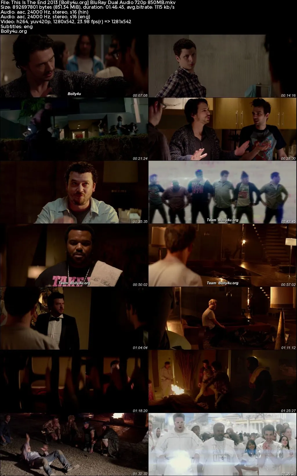 This Is The End 2013 BluRay Hindi Dual Audio Full Movie Download 720p  480p