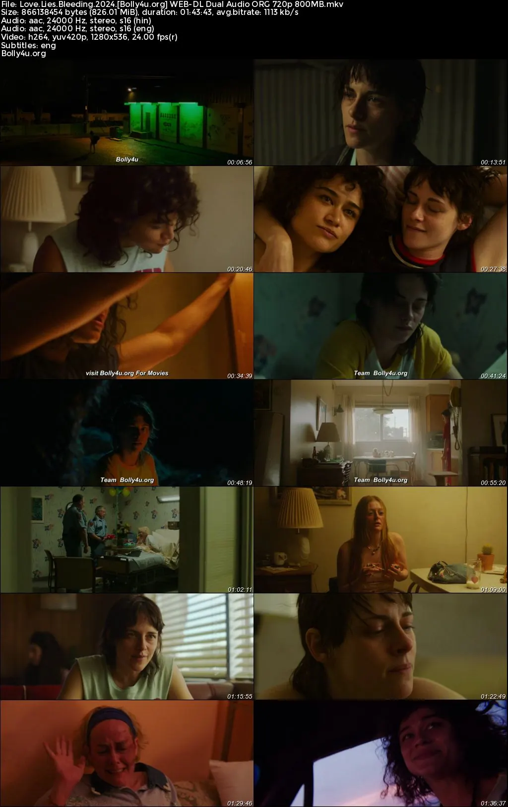 Love Lies Bleeding 2024 WEB-DL Hindi Dual Audio ORG Full Movie Download 1080p  720p  480p